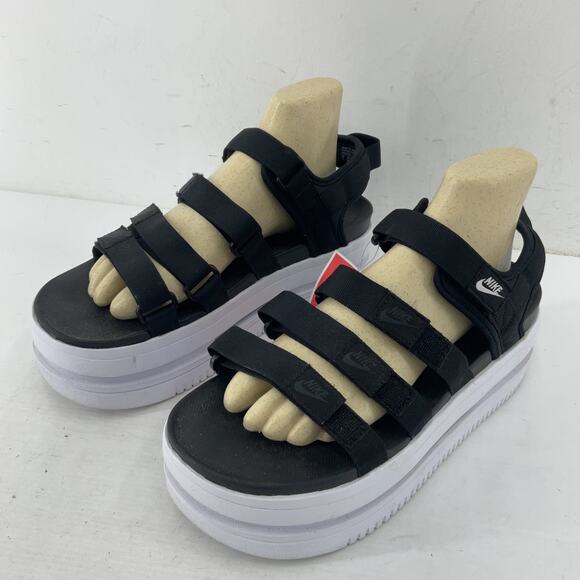 NWT Nike Icon Hook And Loop Black Strappy Platform Sandals Size 11 Women's - Picture 2 of 7